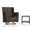 Rocking Retreat: Dark Blue Bistro Set with 360°Swivel & Rocking Function