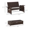 Patio Wicker Sofa Set 2 Seater Outdoor Rattan Lounge with Storage Footstool Side Tables