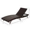 Patio Chaise Lounge, Pool Chair with 5 Position Adjustable Backrest & Cushion, Outdoor PE Rattan Wicker Sun Tanning Seat, 78.75" x 28" x 35", Coffee