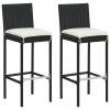 Garden Bar Set Black PE rattan, powder-coated steel, polyester