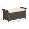Wicker Storage Bench Cream White Outdoor Patio PE Rattan Large Capacity