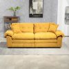 84" Chenille Recliner Sofa Small Sofa Loveseat Deep Seat Sofa Couch with 2 Throw Pillows & Memory Foam for Living Room Apartment Office Lounge-Yellow