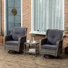 Patio Pivotal 360°Rotating Rocking Bistro Set, Gray, Modern & Comfortable Outdoor Seating