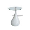 Coffee Table Set of 2 High Gloss White Fiberglass, Tempered Glass