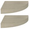 Corner Shelf Set of 2 Oak Honeycomb MDF, Metal