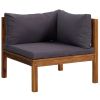 Wooden Lounge Set Dark Gray, Natural Wood Solid Acacia Wood Medium