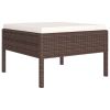 Garden Lounge Set Brown PE rattan, powder-coated steel, polyester