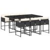 Garden Dining Set Black, Cream White