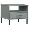 Bedside Table Grey Solid pine wood Bedside Table Rectangular