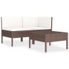 Garden Furniture Set Brown PE rattan 3 Piece Set Modular