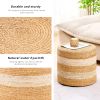 Handmade Woven Foot Stool Natural Water Hyacinth Ottoman for Home Decor & Seating White