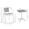 3-Piece Outdoor Patio Bistro Table Set with Aluminum Frame, Woodgrain-Style Tabletop & Draining Slat Design
