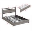 Queen Bed Frame, Storage Headboard with Charging Station, Solid and Stable, Noise Free, No Box Spring Needed, Easy Assembly