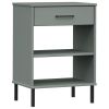 Console Cabinet Grey Solid pine wood, metal Medium