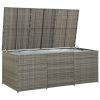 Storage Chest Grey PE Rattan, Powder-Coated Steel Large