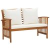 Garden Lounge Set Cream white, Wood Solid acacia wood Medium