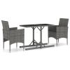 Dining Set Grey Poly rattan Medium Ergonomic Garden Dining Set