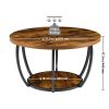 Coffee Table, Modern Round Coffee Table, 2 Tiers Wooden Circle Center Desk with Open Storage
