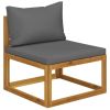Wooden Sofa Set Dark Grey Solid acacia wood, 100% polyester