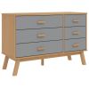 Drawer Cabinet Grey and Brown Solid Pine Wood, Engineered Wood