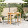 Garden Bar Set Gray Solid Acacia wood Standard Removable Covers