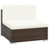 Patio Sofa Set Set of 7 Brown, Cream white