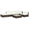 Patio Sofa Set Set of 6 Brown, Cream white