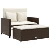 Patio Sofa with Cushions 2-Seater Brown Poly Rattan