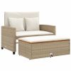 Patio Sofa Beige Poly Rattan 2-Seater Convertible Patio Sofa