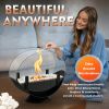 Oval Glass Large Tabletop Fireplace 11.2" Portable Fire Bowl Pot Clean Burning Fireplace for Indoor Outdoor Patio Parties Events(Black)