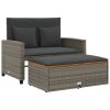 Garden Sofa Gray PE wicker, acacia wood, powder-coated steel Medium