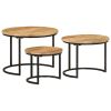 Nesting Table Set of 3 Black, Natural