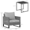 3PCS Patio Set, Wicker Bistro Set with Cushions, Rattan Chairs and Glass Coffee Table for Backyard, Porch, Balcony, Gray