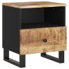 Bedside Cabinet Natural wood and black Solid mango wood Medium