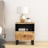 Bedside Cabinet Natural wood and black Solid mango wood Medium