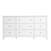 9 Drawer Dresser, Wooden Chest of Drawers with Sliding and Anti-tip Device, Retro Minimalist Dresser Chest