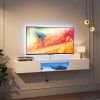 Floating TV Stand Wall Mounted with 16 Color LEDs,63" Modern TV Stand,Floating TV Cabinet Entertainment Center for 55 60 65 Inch TV,White