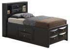 Sleek Contemporary Black King Storage Bed