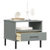 Bedside Table Grey Solid pine wood Bedside Table Rectangular