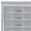 Glamourous Silver Finish 1pc Chest of 5x Dovetail Drawers Faux Alligator Embossed Fronts Bedroom Furniture
