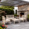 Direct Wicker 4-Piece Acacia Wood Patio Conversation Set with Cushions, Rope Woven Design Outdoor Furniture Set, Natural