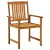 Patio Chair Set of 2 Natural Wood Solid Acacia Wood Standard