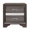 Glamorous Two-Tone Finish Nightstand Hidden Jewelry Drawer Polish Chrome Bar Bedroom Furniture