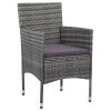 Rattan Chair Set of 2 Grey Poly Rattan, Steel Frame Medium