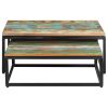 Coffee Table Set of 2 Multicolor Reclaimed Wood Small