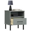 Bedside Cabinet Grey Solid pine wood, metal Bedside Cabinet