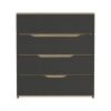 Zoe Dresser; Superior Top; Four Drawers -Black / Light Oak