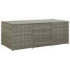 Storage Chest Grey PE Rattan, Powder-Coated Steel Large