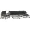 Garden Lounge Set Grey PE Rattan, powder-coated steel, tempered glass