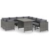 Garden Lounge Set Grey PE (polyethylene) rattan, powder-coated steel